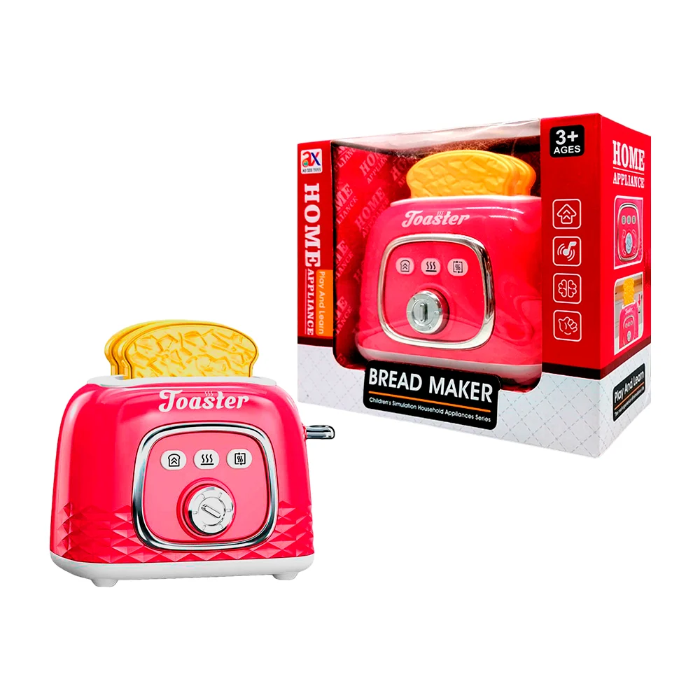 Tostadora simuladora de juguete con 2 piezas de pan / toaster / bread maker / 6842a