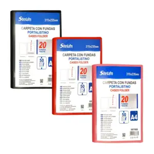 Carpeta con 20 fundas protectoras para las hojas, variedad de colores…