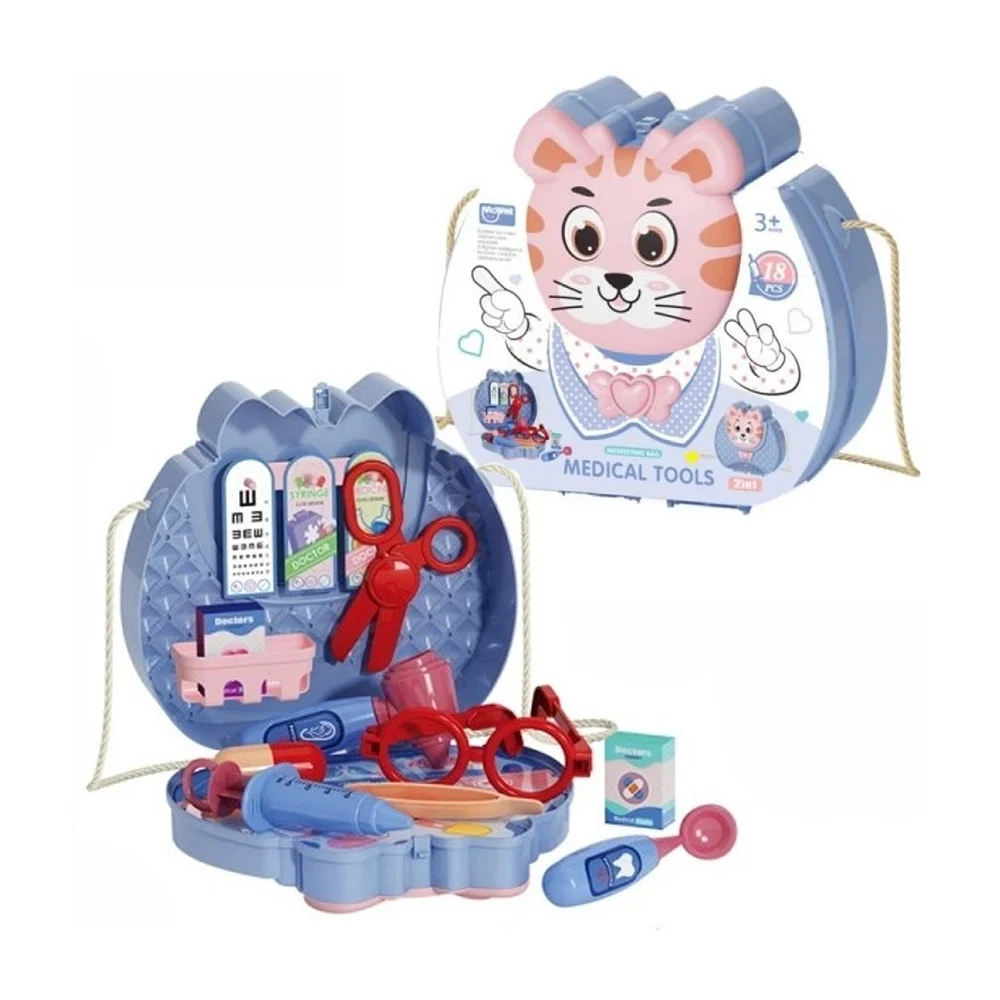 Bolsa / maletín de juguete en forma de tigre con 18 diversos accesorios de médico / medical tools