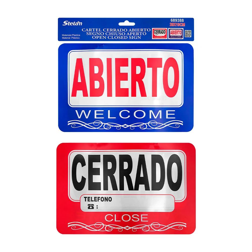 Letrero colgante grande de abierto y cerrado, con cadena dorada, variedad de usos / stelan / 689388