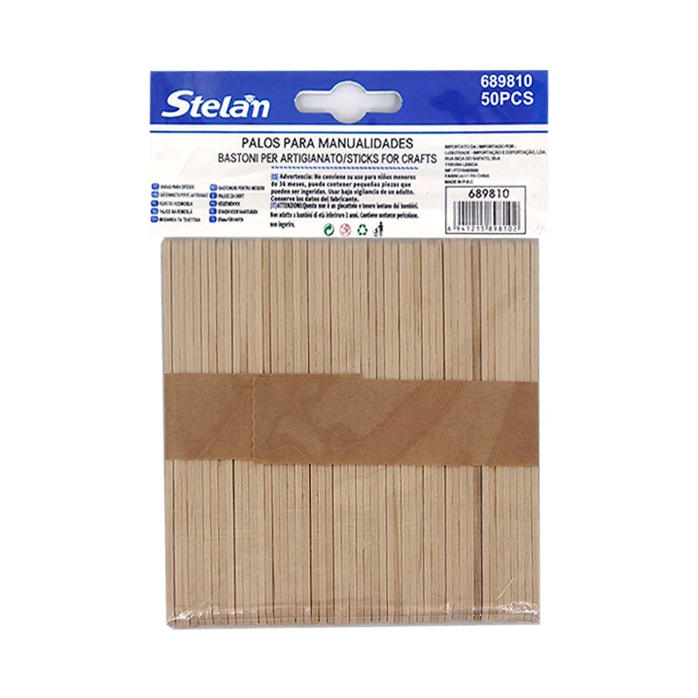 Paquete con 50 abatelenguas / palos de madera para manualidades, 9x114mm / stelan / 689810