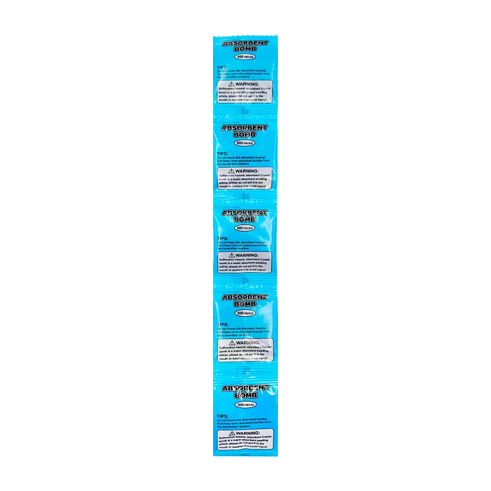 Tira de 20 sobres paquetes con 500 bolitas de hidrogel 6mm / absorbent bomb / 6-7mm