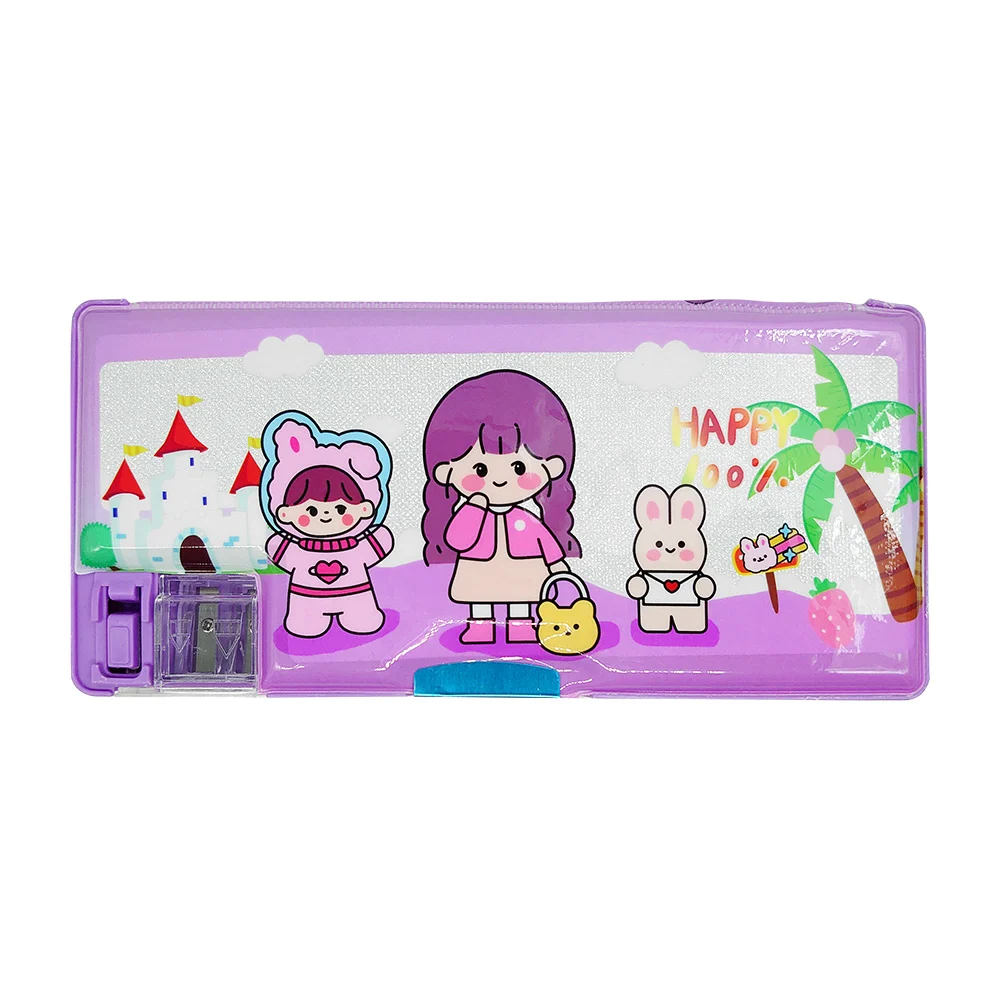 Estuche lapicera de 2 compartimentos con sacapuntas doble y diseño infantil para niño y niña, variedad de modelos / 6a-22