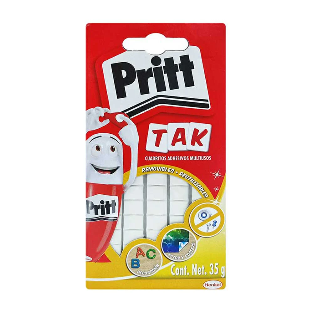 Paquete con cuadritos adhesivos pritt tak multiusos removibles y reutilizables / 473147