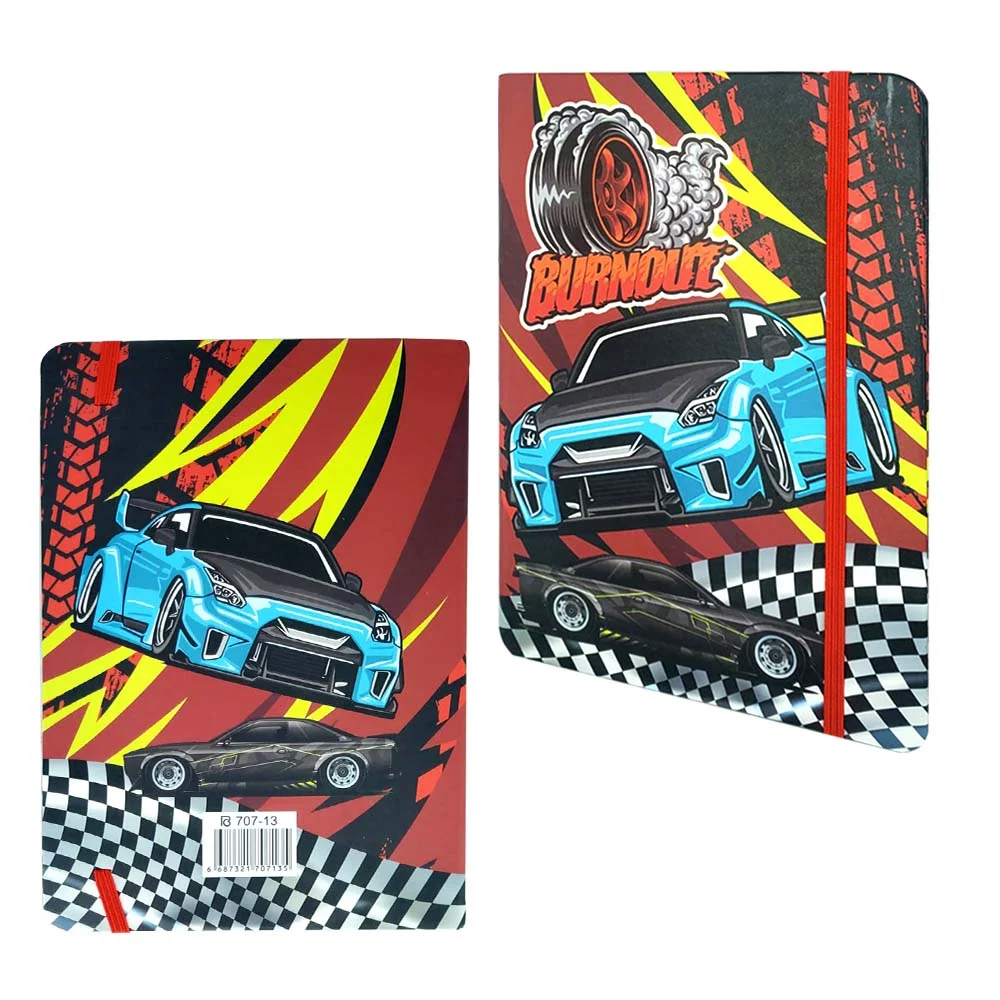 Cuaderno libreta de pasta dura con resorte y diseño carros automóviles, variedad de modelos / 707-13