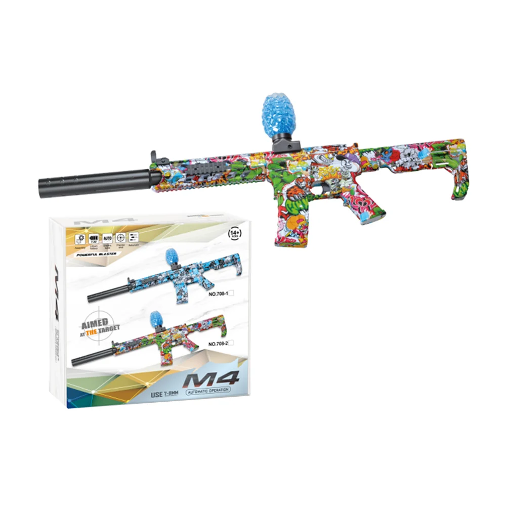 Pistola fusil de juguete m4 de hidrogel 7-8mm automática con accesorios diseño de pelota de beisbol, tigre y grafiti / 708-2