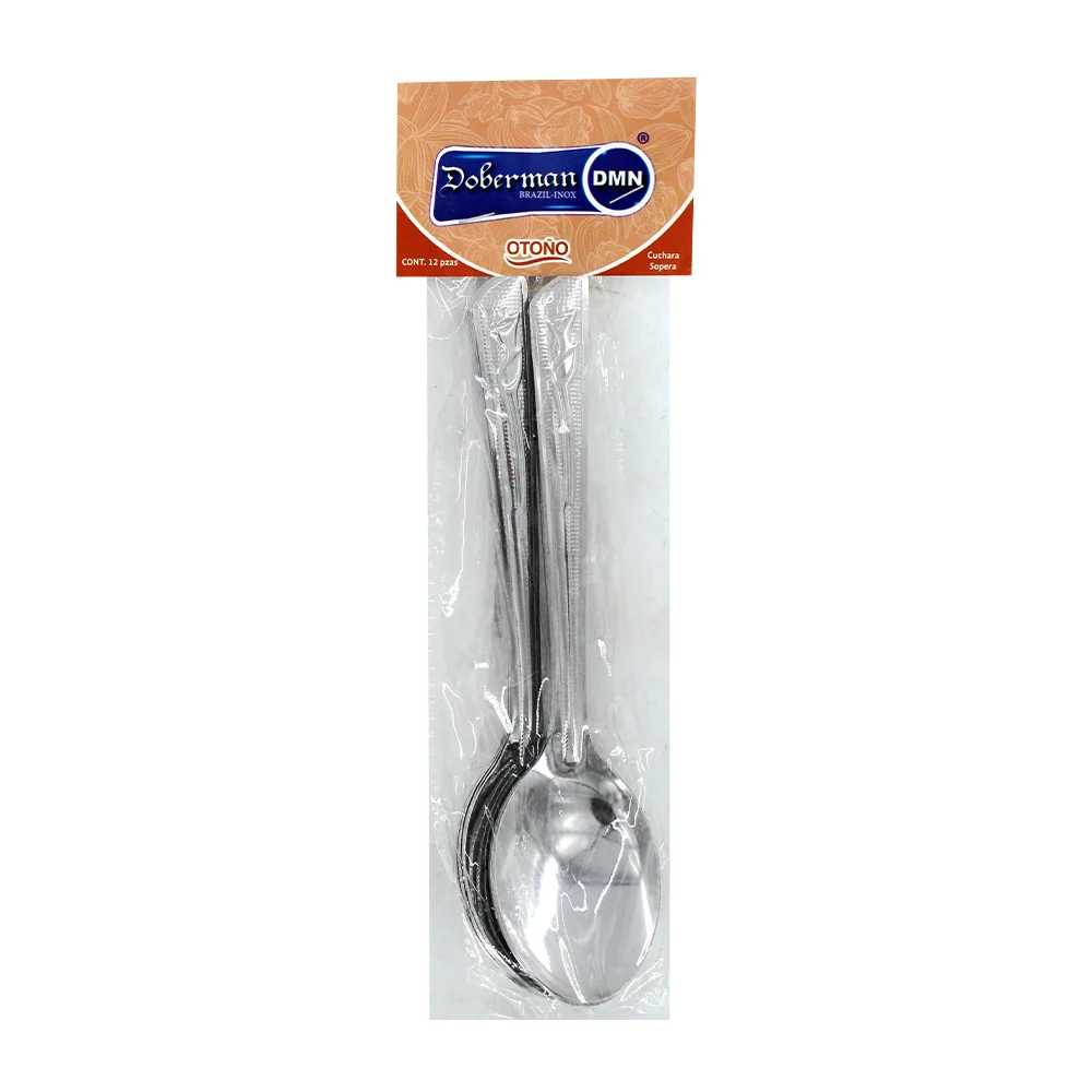Paquete con 12 cucharas metálicas soperas con diseño de alcatraz / dolar / otoño / m-171010