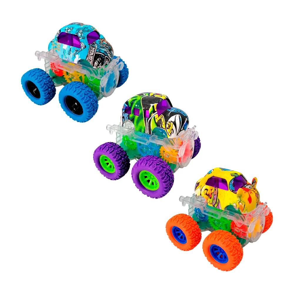 1pza Carrito todoterreno de fricción con engranajes y diseño de graffiti, variedad de modelos / 7314