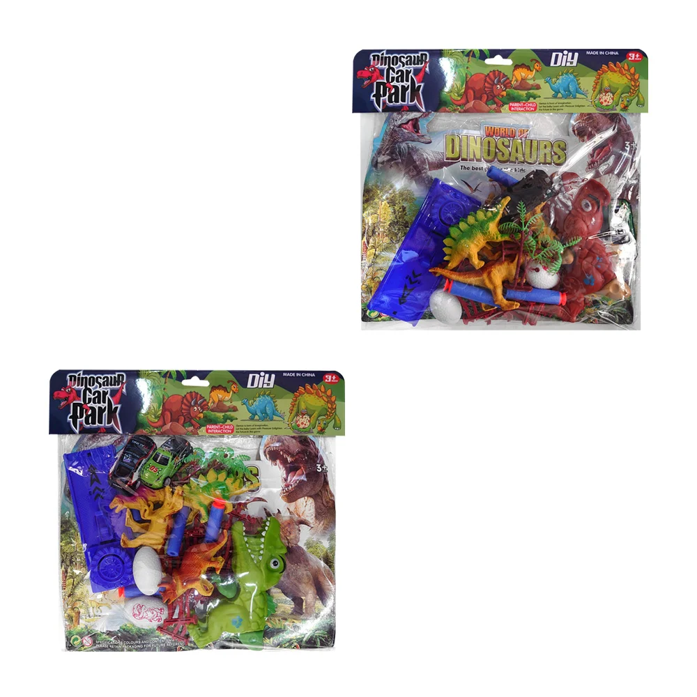 Paquete 2 en 1 con pista armable de carreras y pistola lanza dardos con diseño de dinosaurio, variedad de accesorios / dinosaur car park