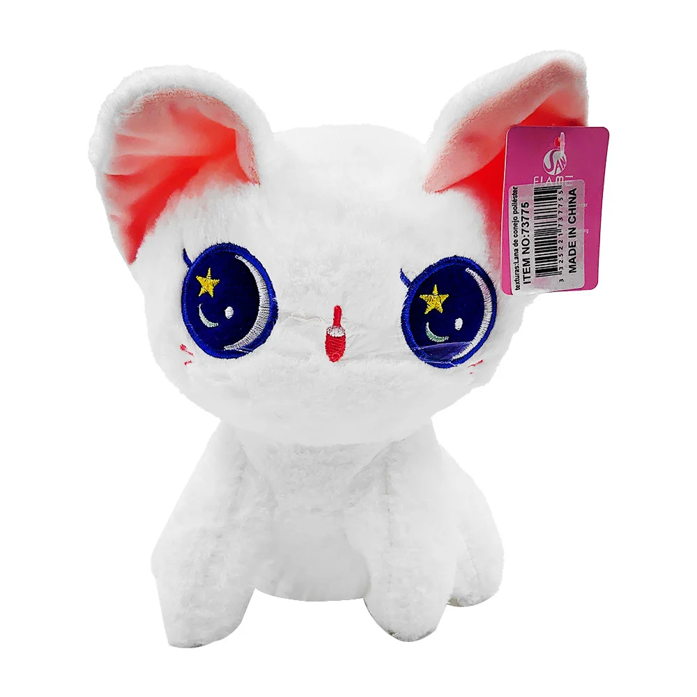 Peluche pequeño afelpado en forma de gato negro o blanco con ojos kawaii, 22cm / 73775