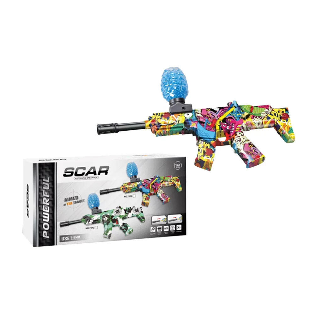 Pistola / rifle scar lanzador de bolitas de hidrogel con diseño de grafiti / 737d