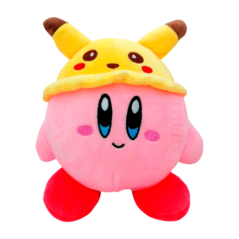 Peluche afelpado chico de kirby con sombrero de pikachu, 23cm / 73979