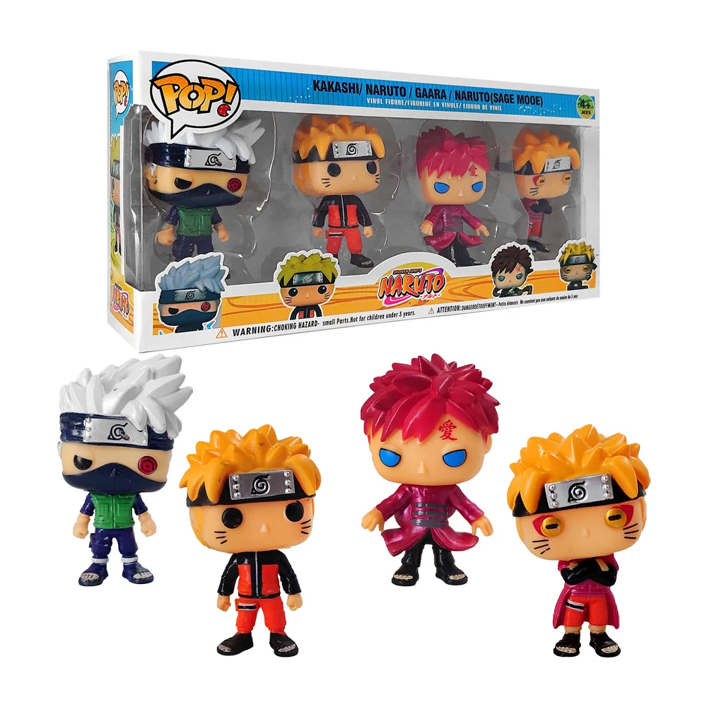 Paquete con 4 pop figuras pequeñas personajes de naruto / 74235