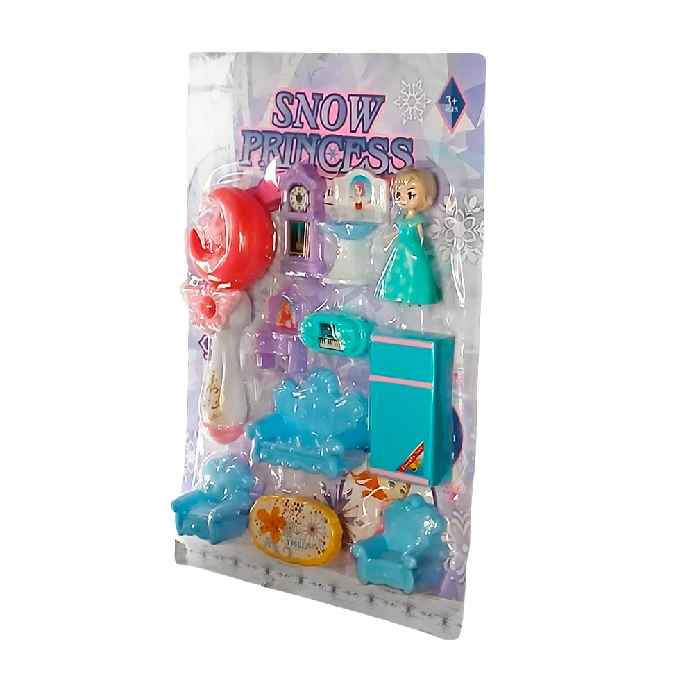 Blíster con muñeca princesa y 10 diversos accesorios de muebles / snow princess / 743-5