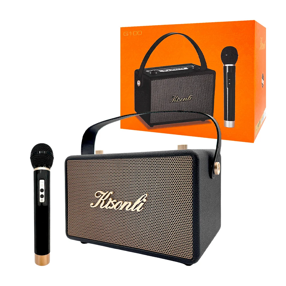 1pza Bocina grande kisonli, con micrófono recargable, cable tipo c, perillas de volumen, asa agarradera y botones de reproducción, variedad de modelos / g100 / kisonli