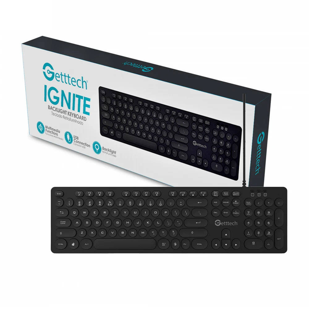 Teclado retroiluminado alámbrico ignite con funciones multimedia / 761357