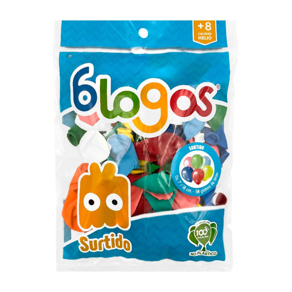 Paquete de 50 globos blogos en colores surtidos de 7 in - 18 cm / globo surtido / globo no. 7