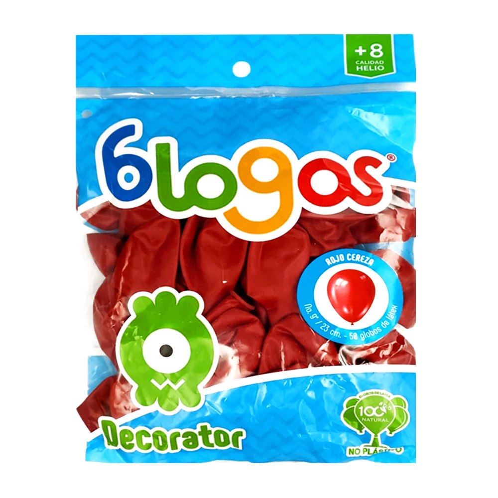 Paquete con 50 globos de 9 in - 23 cm en color rojo cereza / 773580