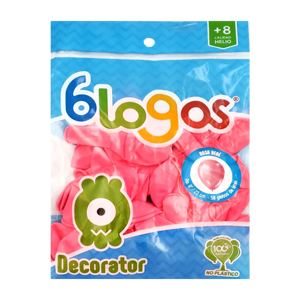 Paquete con 50 globos blogos en color rosa bebé de 9 in - 23 cm / 773597 / globo no. 9