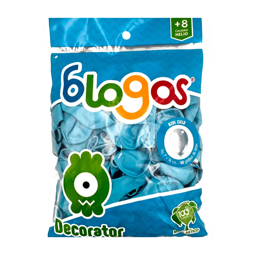 Paquete con 50 globos blogos en color azul de 9 in - 23 cm / 773603