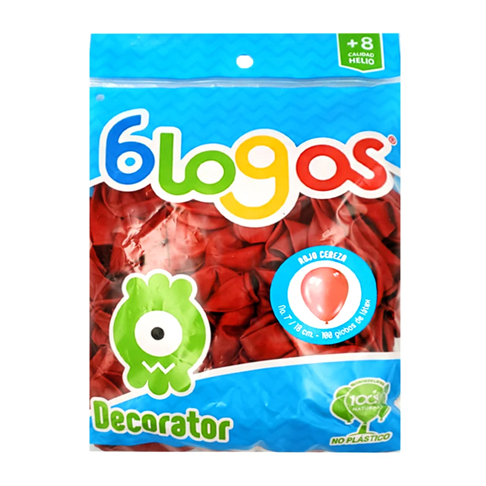 Paquete de 100 globos blogos de 7 in - 18 cm en color rojo cereza / 773771