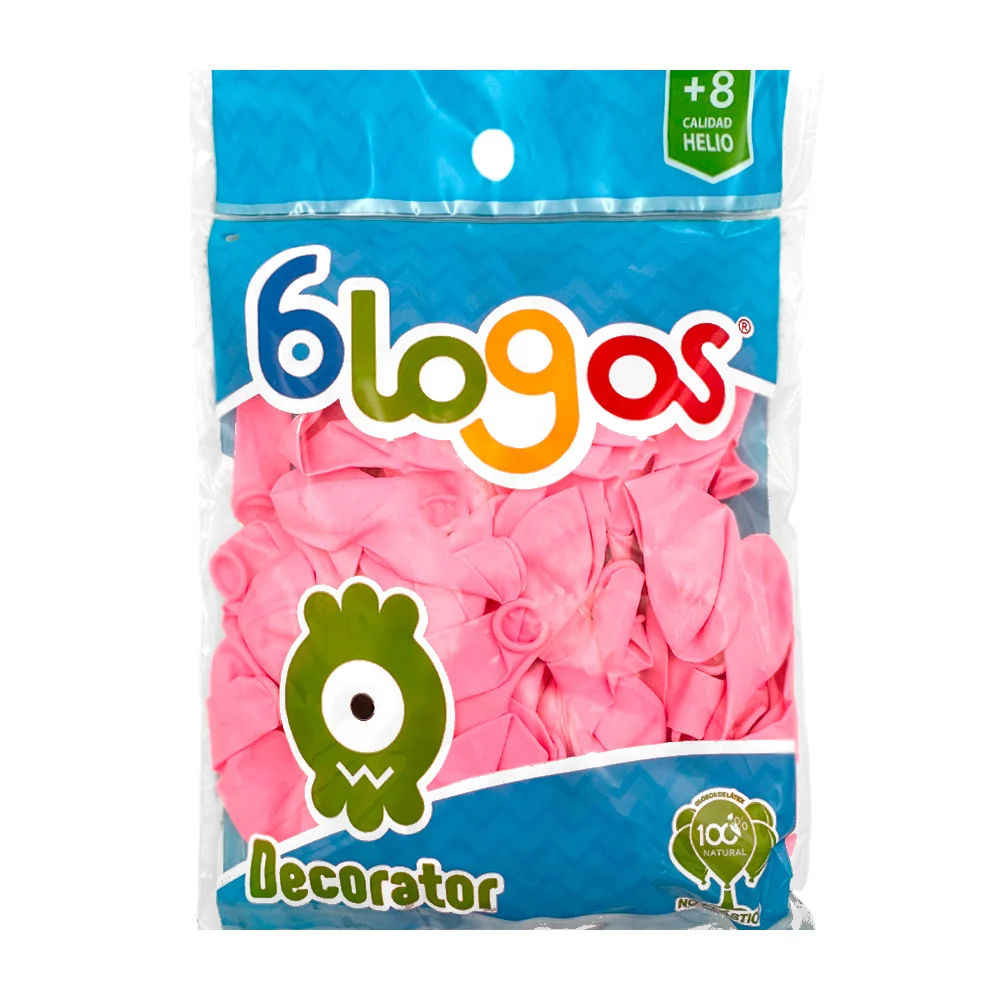 Paquete de 100 globos blogos del no 7 en color rosa bebé / 773788