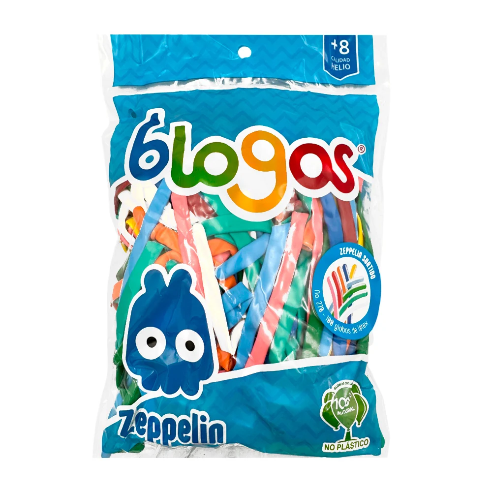 Paquete con 100 globos no. 270 gusano - salchicha en colores surtidos / blogos zeppelin / 774617