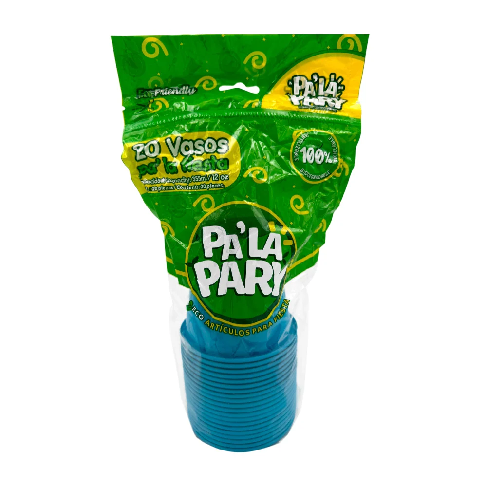 Paquete con 20 vasos de plástico para fiesta, variedad de colores / 788232 / 788263 / 12oz