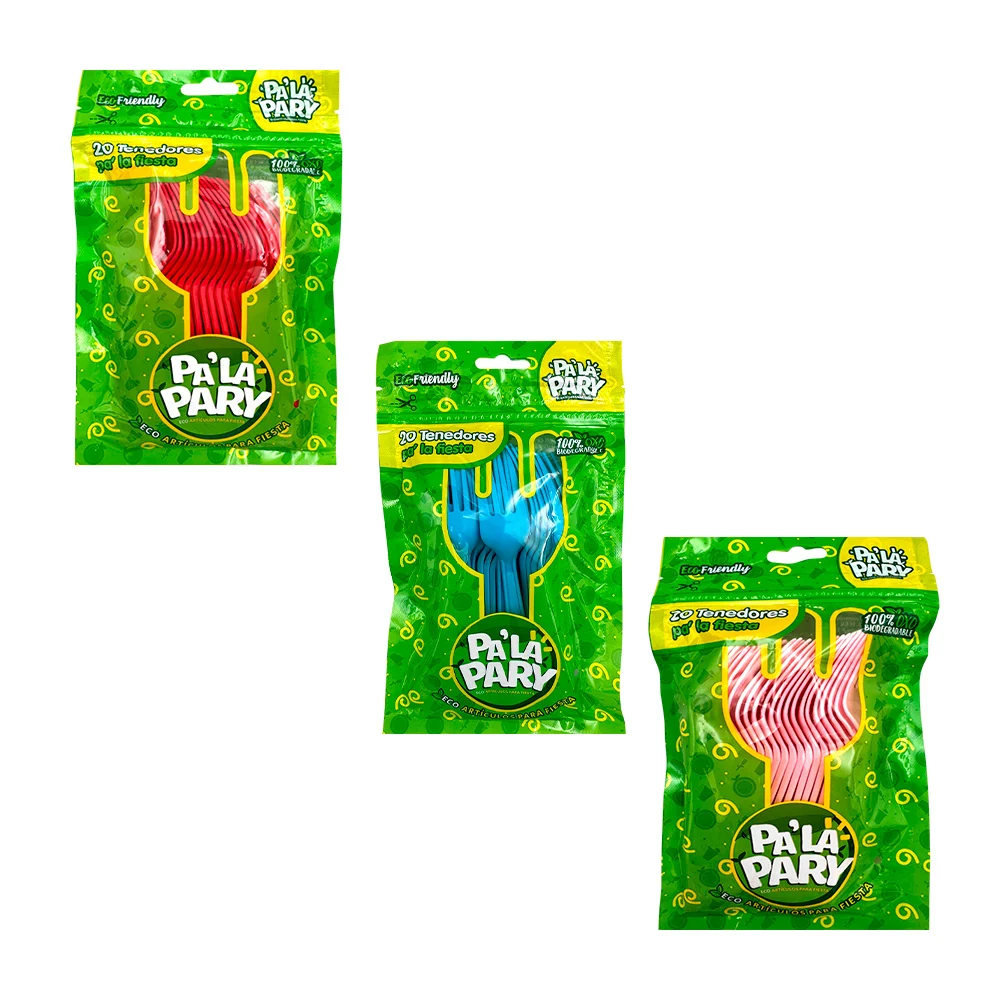Paquete de 20 tenedores de plástico, variedad de colores / pa la party / 788546 / 788515