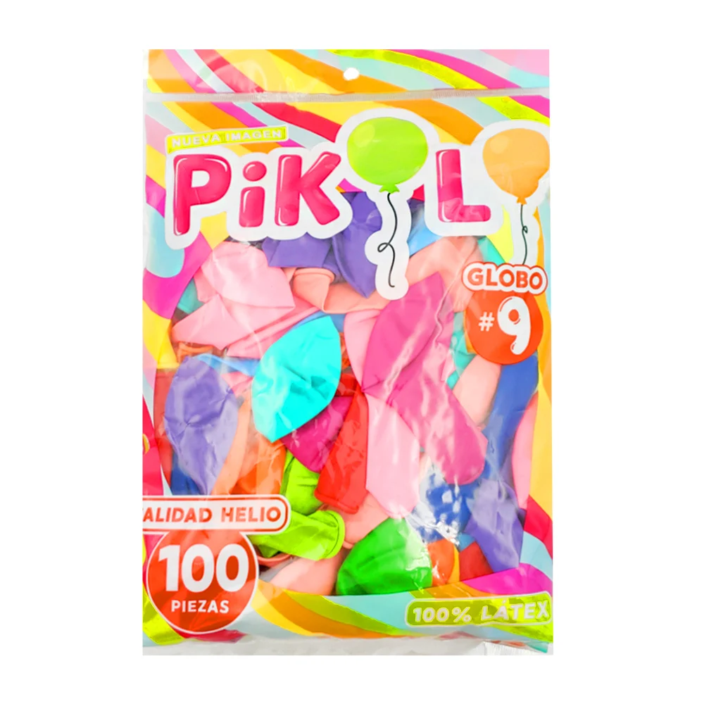 Paquete con 100 globos pikolo 9in - 23cm surtido en variedad de colores / 800408 / pikolo / globo9