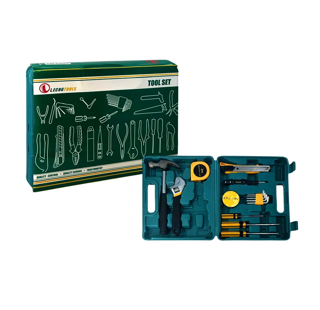 Kit estuche de herramienta con martillo, desarmadores, pinzas, flexometro, cutter y cinta negra / tool set / 8016-1