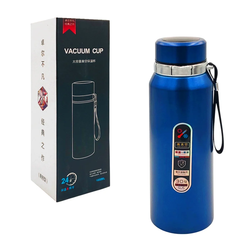 Termo liso de acero inoxidable con capacidad de 1000ml, variedad de colores / vacuum cup / 8019