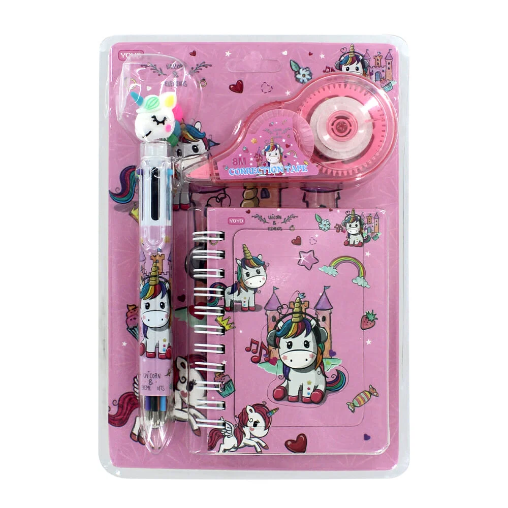 Set de libreta yoyo con diseño estampado infantil, pluma multicolor y corrector de cinta, variedad de diseños / yoyo-8023 / hs-5-3/ 8023-2