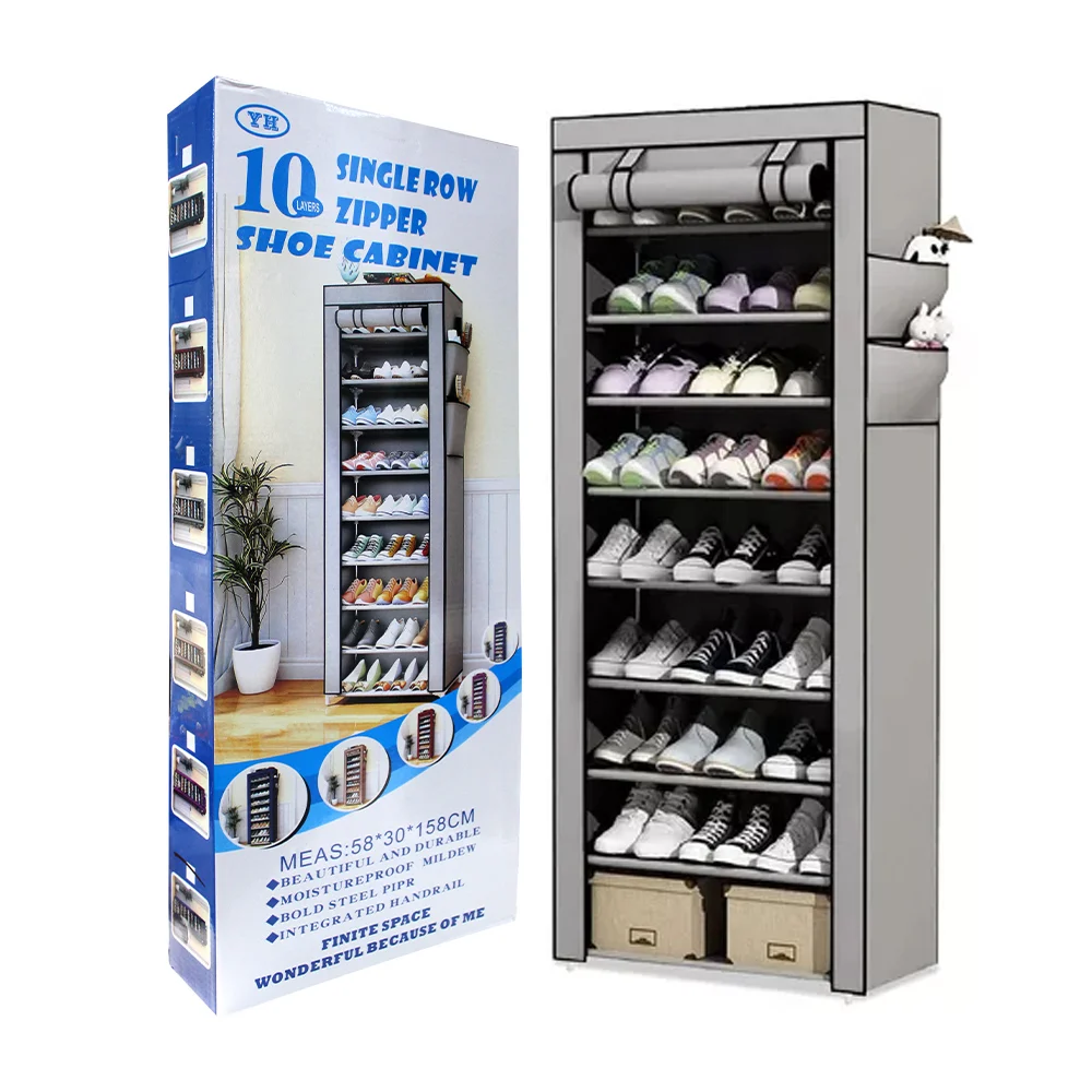 Organizador zapatero de 10 niveles con compartimentos laterales, 58x30x158cm, variedad de colores / 11735 / 90316 / yh8806-10 / zta66 / 143515