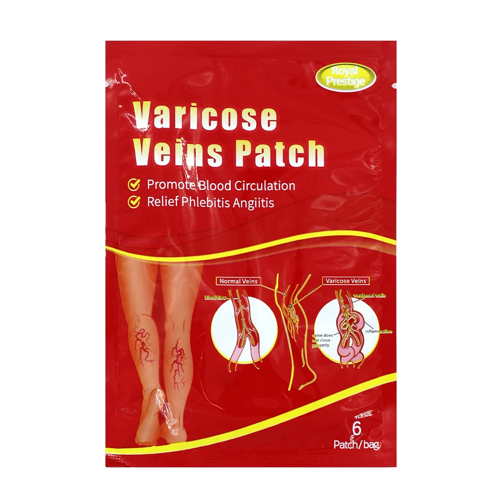 Caja con 6 parches rectangulares para venas varicosas / varicose veins patch