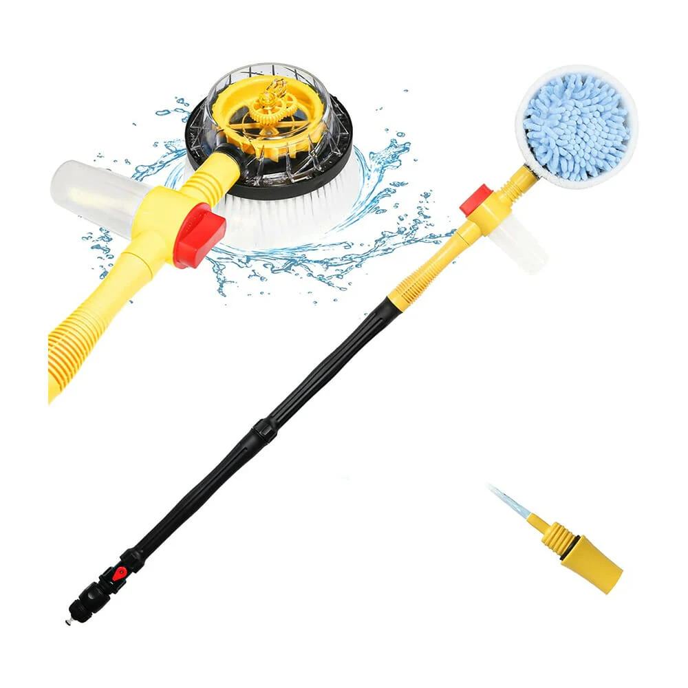 Kit 3 en 1 para lavado de carro automóvil con cepillo giratorio, pistola de agua y trapo de microfibra / bd-705