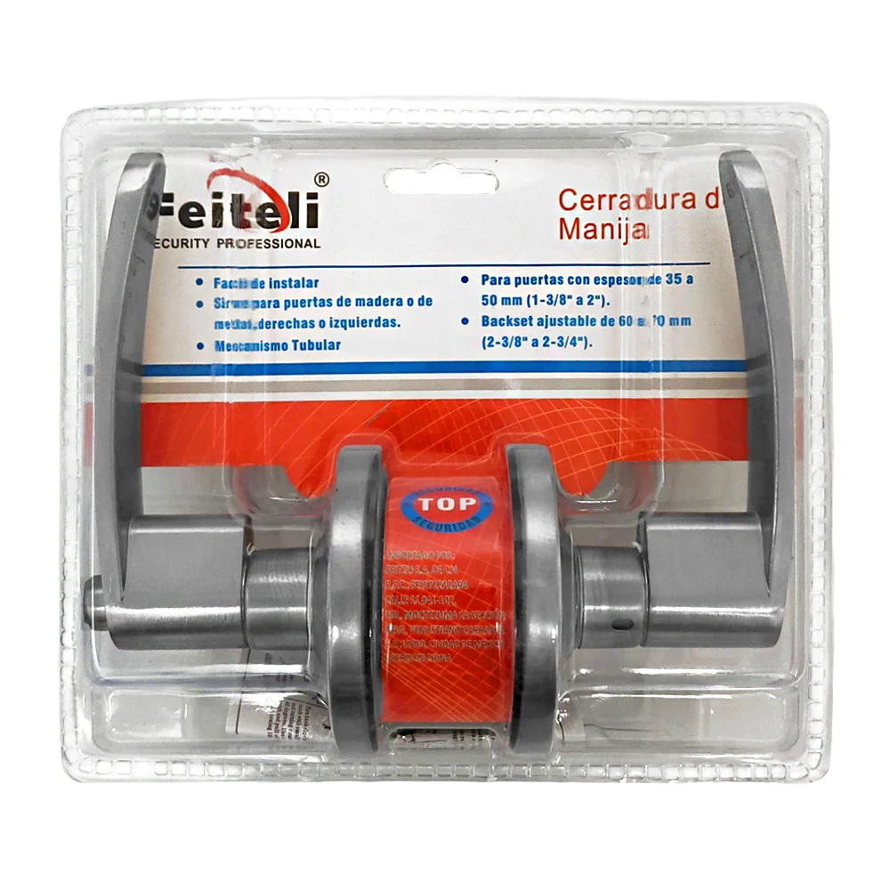 Cerradura de manija para puertas ambidiestras seguridad básica, níquel satinado para el baño / 806sn-bk