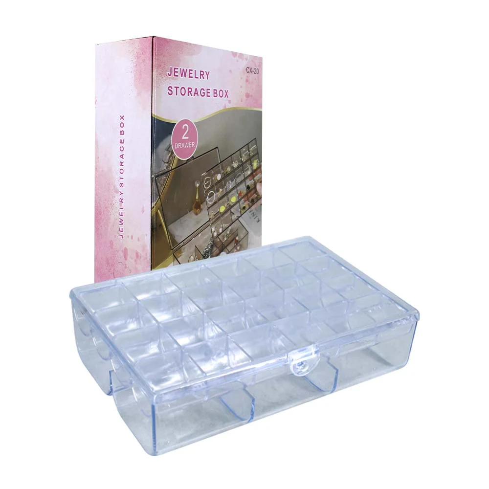 Joyero organizador de acrílico transparente con 2 niveles y variedad de compartimentos / cx-20