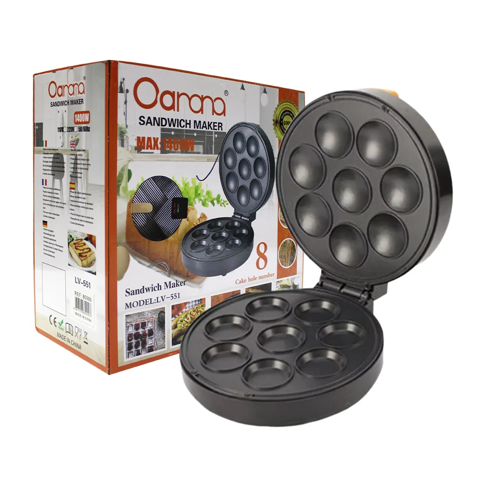 Máquina para hacer 8 mini hot cakes panqueques oanana, 1400 watts / lv-551