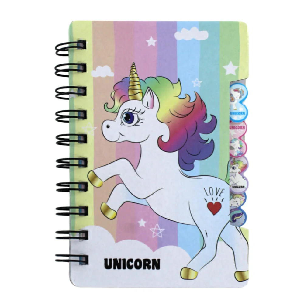 Libreta de pasta dura con diseño de unicornio, hojas de colores y separadores, variedad de diseños / wq80k-1092 / xq80k-1092