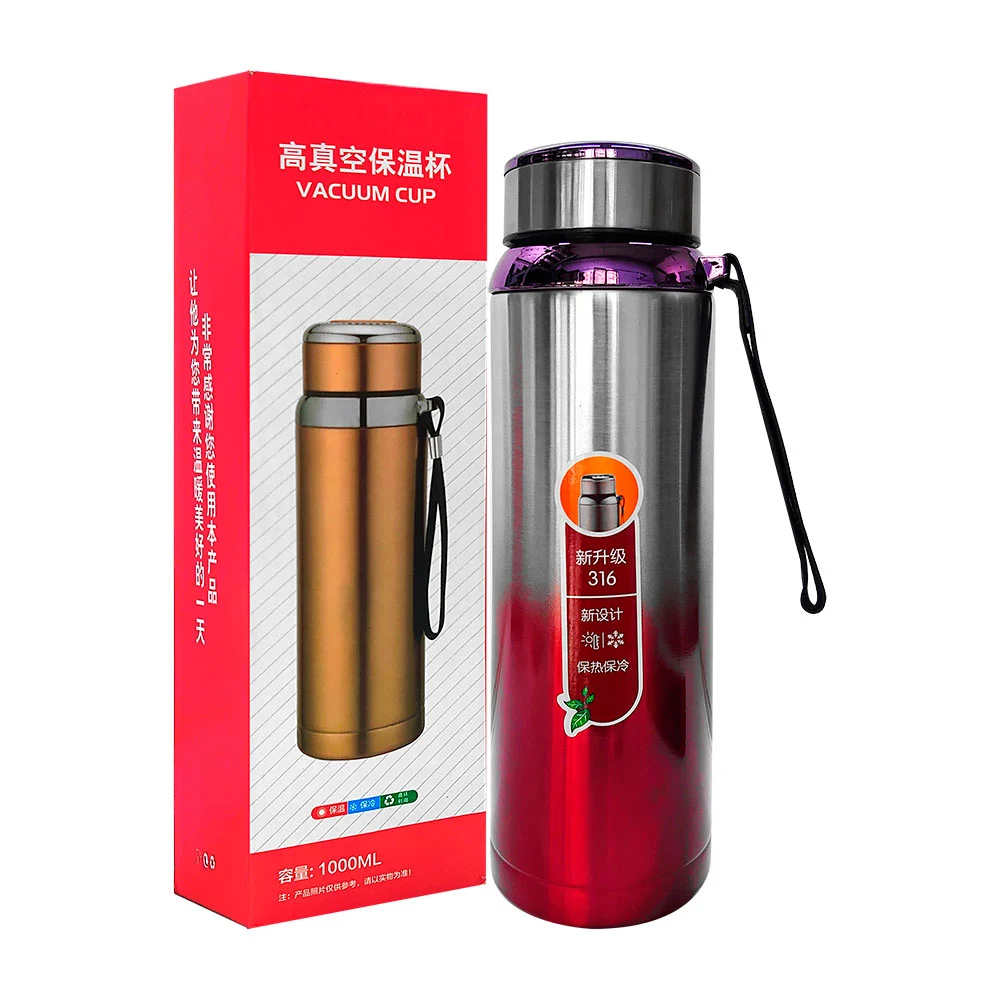 Termo bicolor de acero inoxidable con infusor, tapa con medidor digital de temperatura y capacidad de 1000ml / vacuum cup / 8104zn