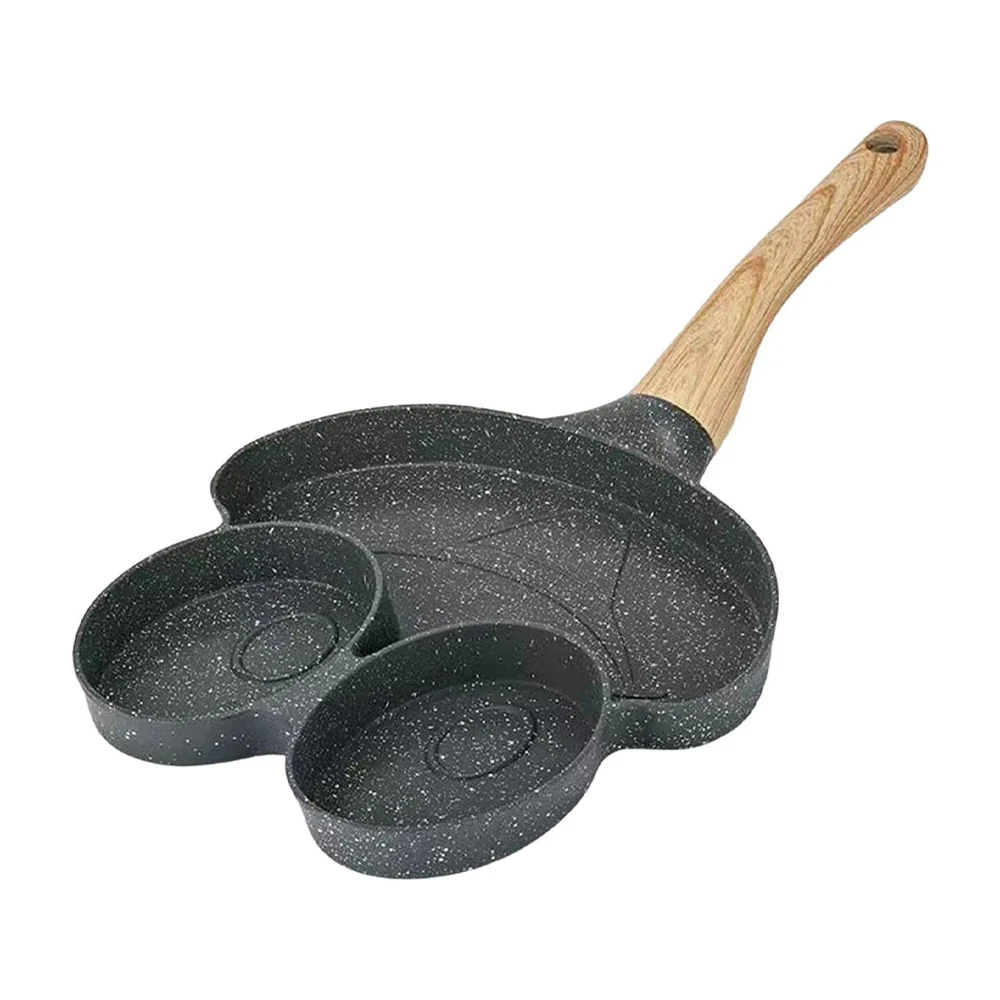 Sartén antiadherente de aluminio con 2 espacios circulares y 1 espacio ovalado para pan, variedad de colores / aluminum 2 holes frying pan / 81058