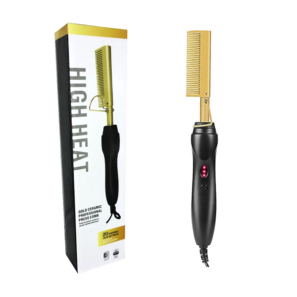 Peine de cerámica profesional para alisar el cabello con 3 modos de temperatura, calentamiento rápido y apagado de seguridad, 450°f / press comb / high heat / 81091 / bl-336 / m-22s / by-112