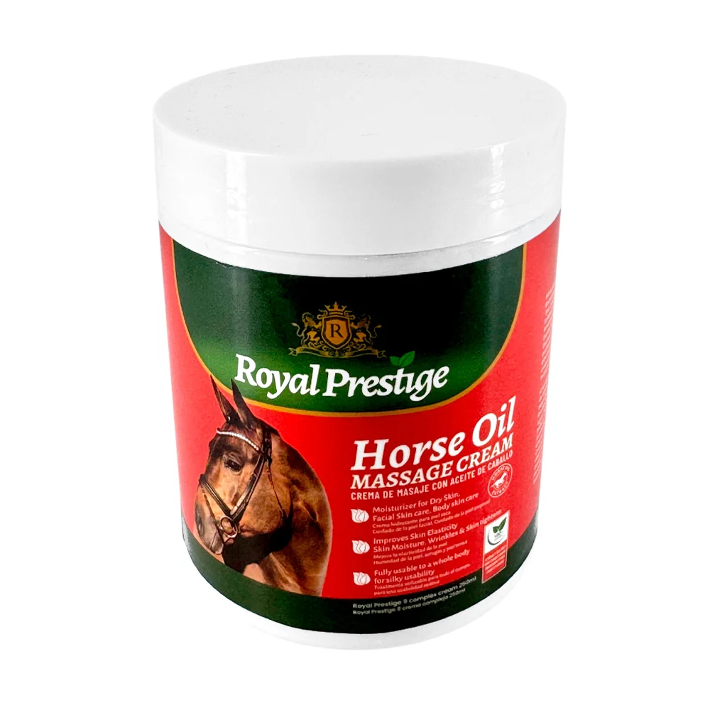 Bote con crema para masajes con aceite de caballo, 250 ml / horse oil / massage cream / royal prestige / 81128