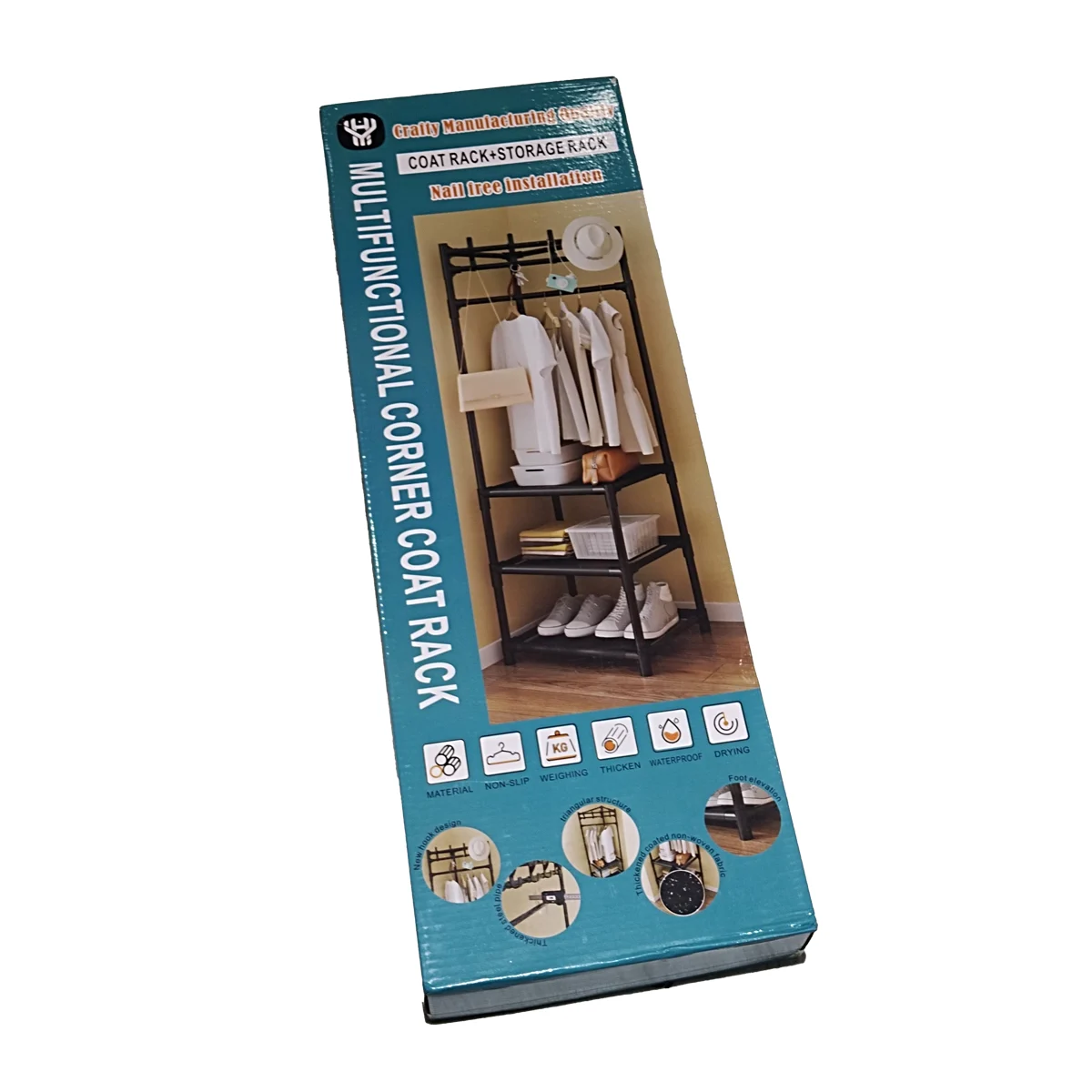 Closet organizador multifuncional con 3 niveles y perchero, variedad de colores / multifunctional corner coat rack / wzj-18 / yh6606-3