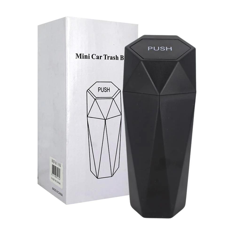 Mini bote de basura de plástico con tapa para auto, 20cm / mini car trash bin / 81193