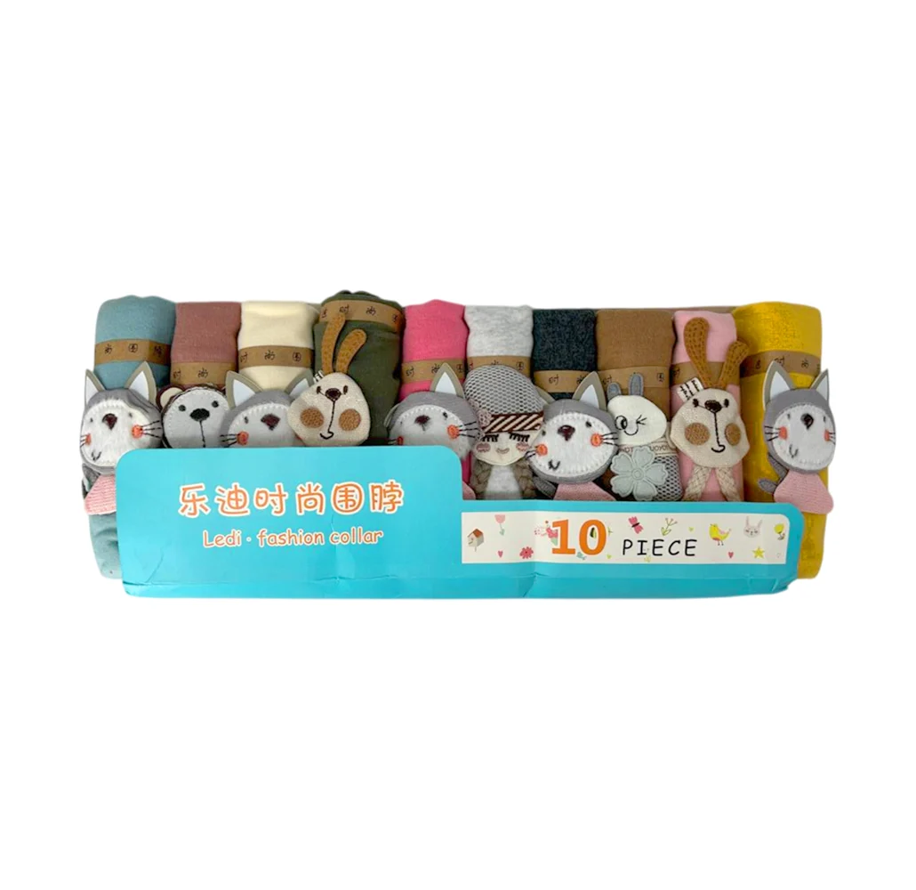 Paquete con 10 pañuelos infantiles para el cuello con adorno de animales / fashion collar