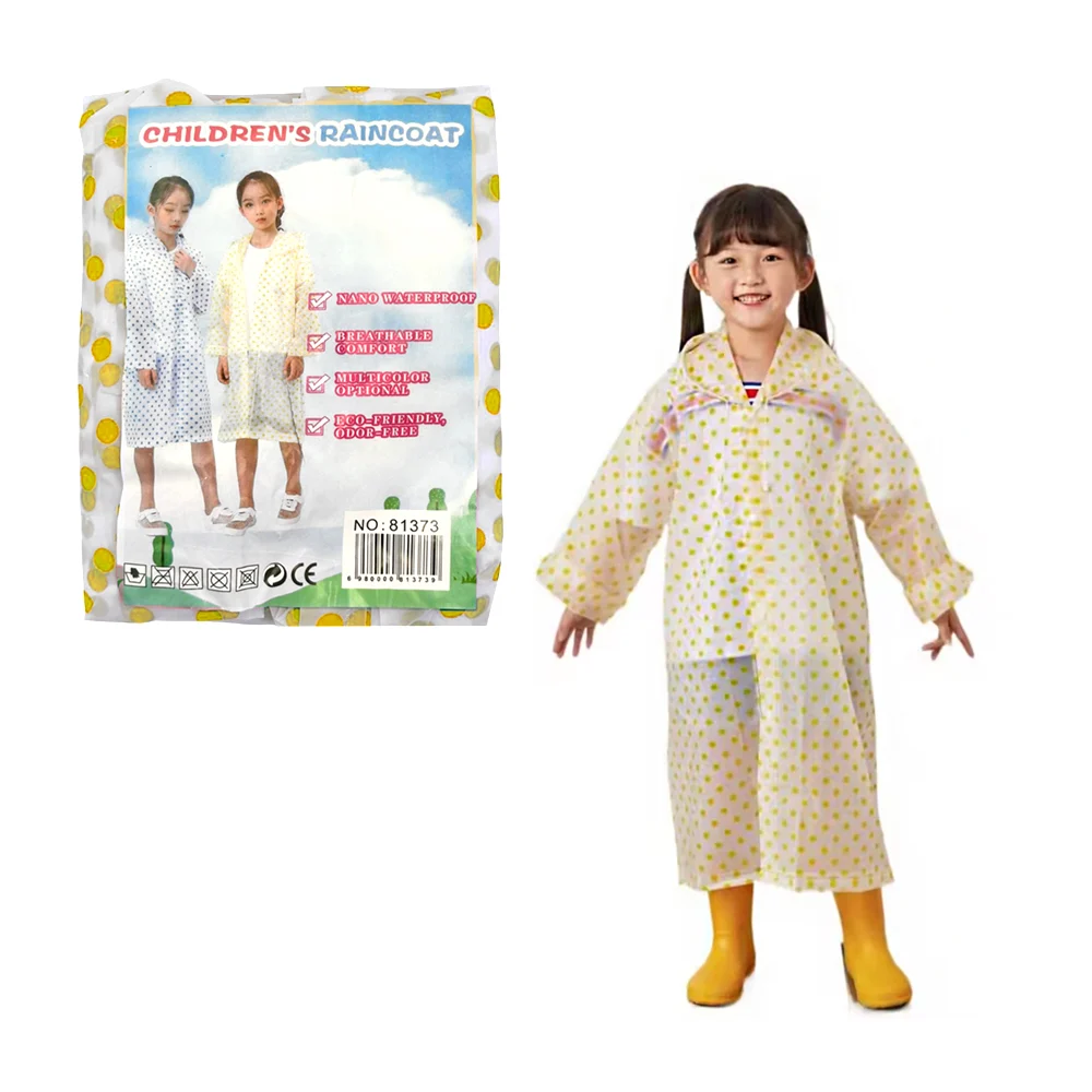 Impermeable infantil de plástico tipo poncho con estampado de lunares, variedad de colores / childrens raincoat / 81373 / dx-0668 / dx0668