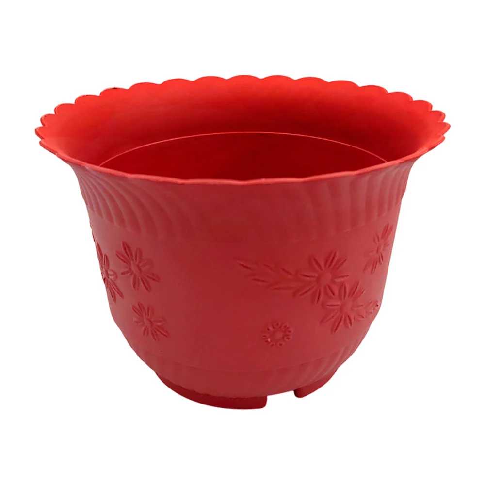 Maceta margarita #3, color terracota con detalles de flores / gm-223 / cosmo plastik