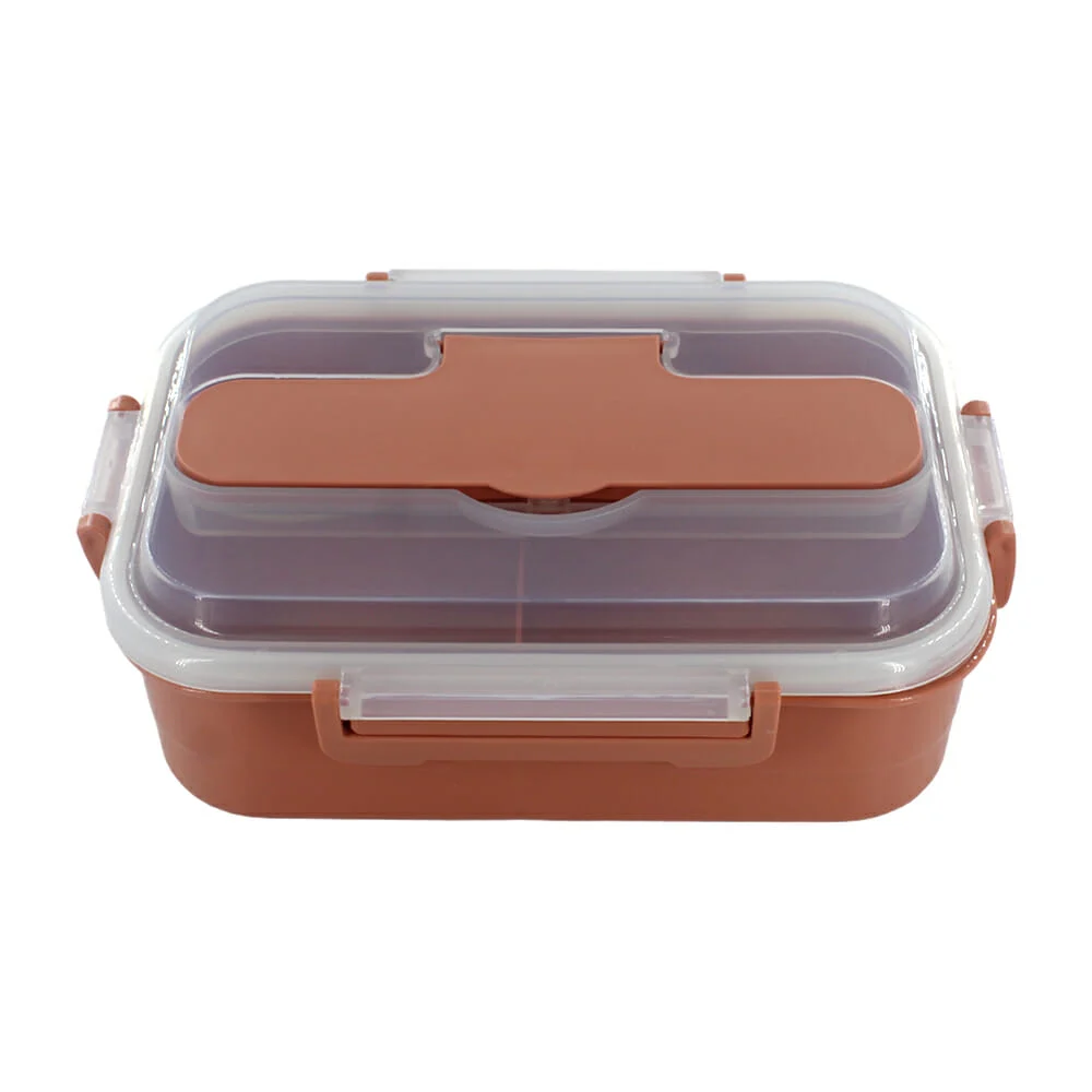 Tupper rectangular tingli de 2 compartimentos con cubiertos y capacidad para 1300ml, variedad de colores